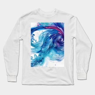 Beautiful Abstract Blue Tsunami Long Sleeve T-Shirt